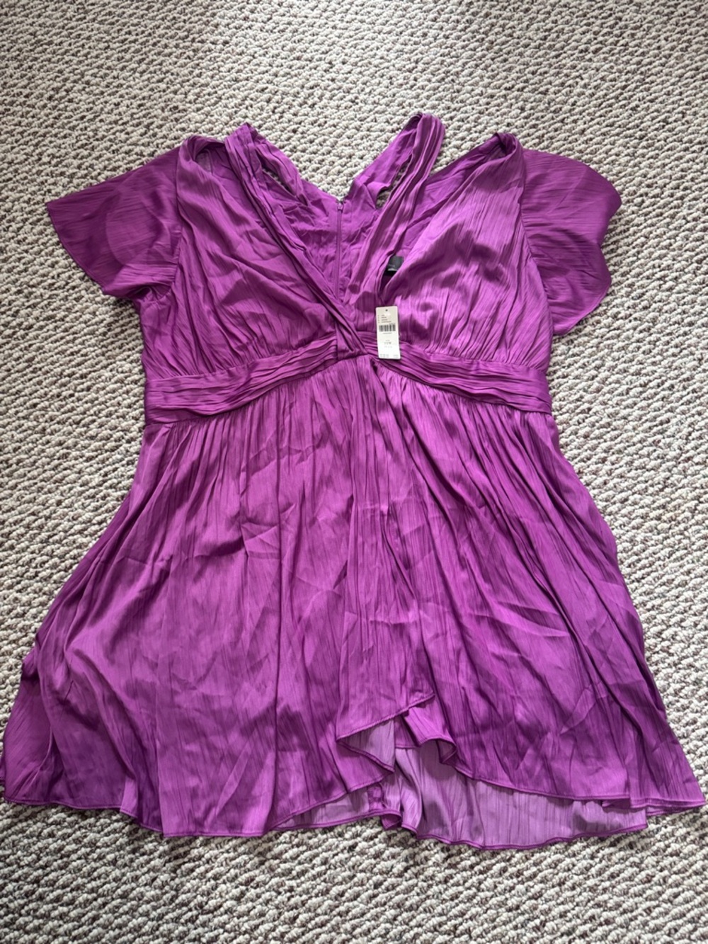 Anthropologie Vibrant Purple Pleated V-Neck Tunic